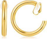 Gold Clip On Earrings for Women Classic Large Hoops Clip On Earrings Non Pierced Earrings Minimalistic Clip Earrings