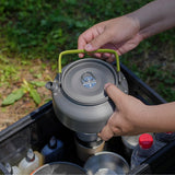 Camping Kettle, Stainless Steel Teapot, Whistling Water Kettle, Camping Picnic Stove Top, Portable Campfires Kettle for Open Fire, Outdoor Camp Tea Coffee Pot for Picnic and Traveling A Gray