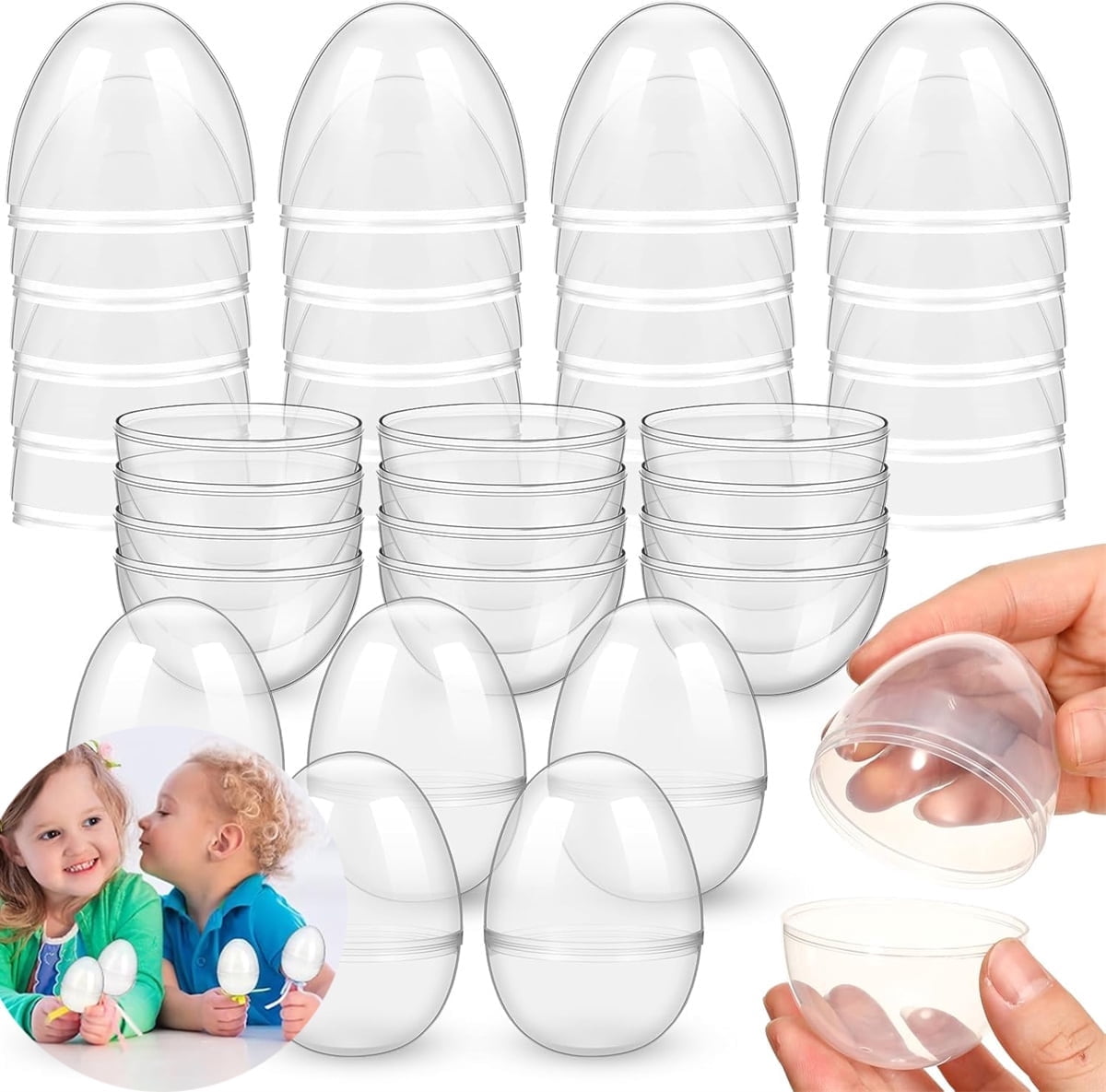 20Pcs Small Translucent Fillable Easter Egg,Plastic Clear Easter Eggs, 3.5 Inch Empty Eggs Bulk for Easter Theme Party Favor Basket Stuffers,Bulk Easter Toy for Filling Candy,Party Favor