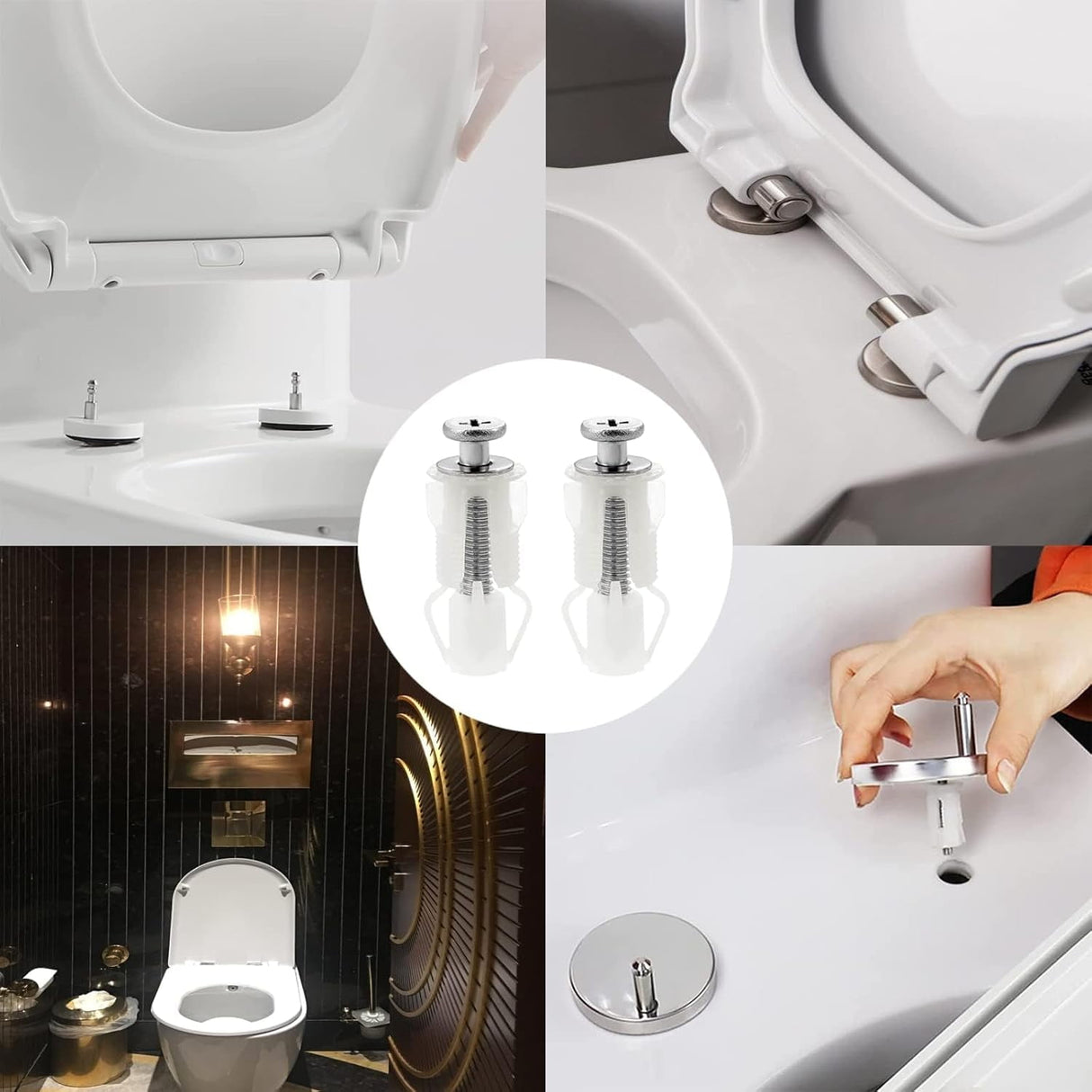 2pcs Toilet Fixings Toilet Seat Fittings And Fixtures, Stainless Steel Toilet Seat Screws Top Fixing Toilet Seat Fittings Hinges Screws Expanding Nuts White Fixing Bolt For Toilet Covers