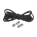 1 Pair Sneaker Shoelaces Wear-resistant Elastic with Metal Buckles Lock Shoe Laces for Slip On Shoes Black