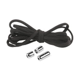 1 Pair Sneaker Shoelaces Wear-resistant Elastic with Metal Buckles Lock Shoe Laces for Slip On Shoes Black - Front View