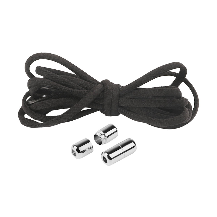 1 Pair Sneaker Shoelaces Wear-resistant Elastic with Metal Buckles Lock Shoe Laces for Slip On Shoes Black
