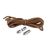 1 Pair Sneaker Shoelaces Wear-resistant Elastic with Metal Buckles Lock Shoe Laces for Slip On Shoes,Black Brown - Front View