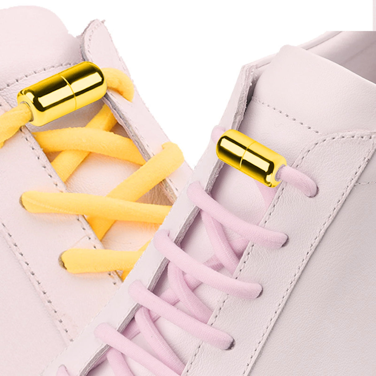 1 Pair Sneaker Shoelaces Wear-resistant Elastic with Metal Buckles Lock Shoe Laces for Slip On Shoes,Black Brown