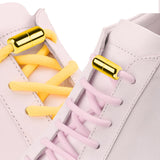 1 Pair Sneaker Shoelaces Wear-resistant Elastic with Metal Buckles Lock Shoe Laces for Slip On Shoes,Black Brown