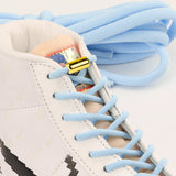 1 Pair Sneaker Shoelaces Wear-resistant Elastic with Metal Buckles Lock Shoe Laces for Slip On Shoes,Black Khaki