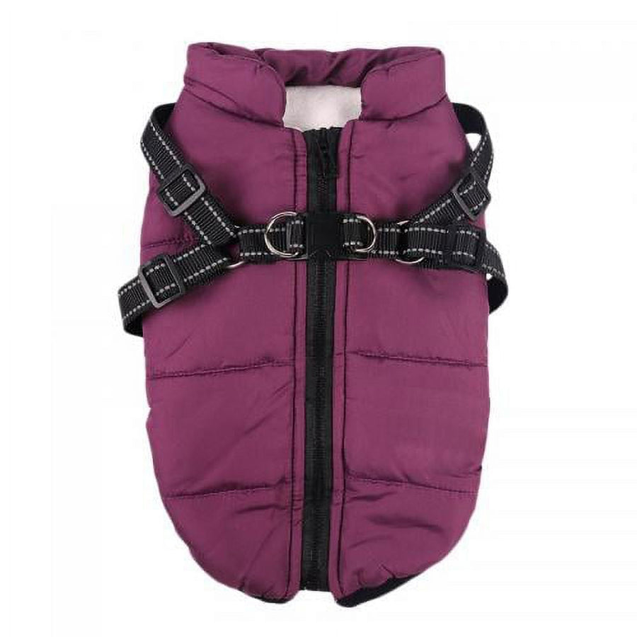 Warm Dog Winter Jacket, Snowproof Windproof Waterproof Dog Coat, Soft Fleece Lining for Cold Weather, Purple, Size 3XL