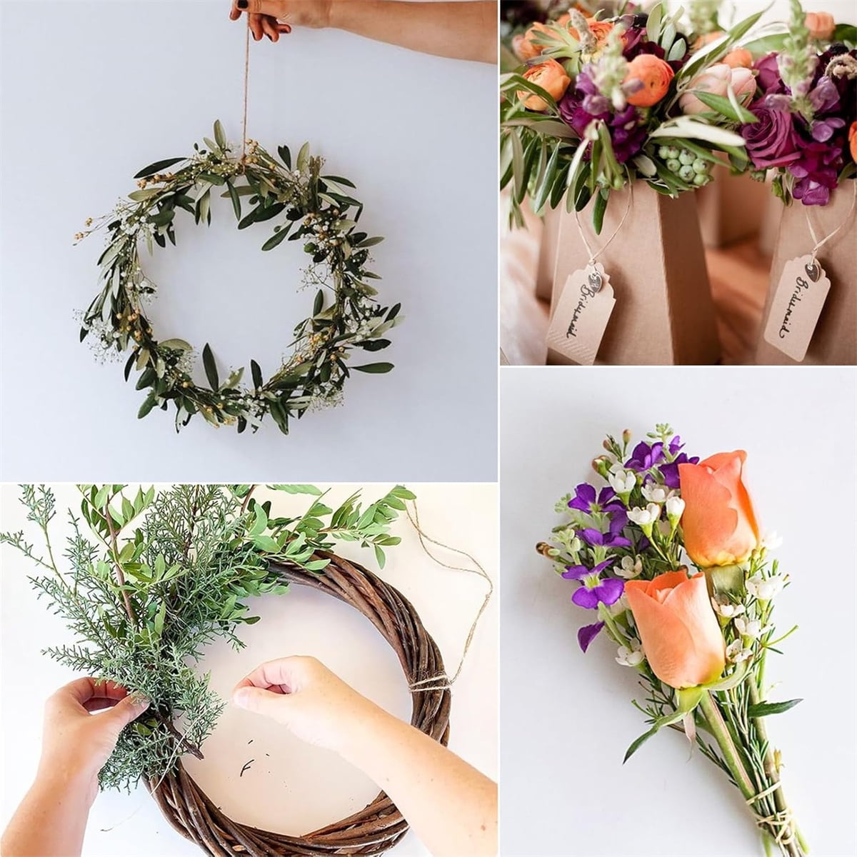 1 Rolls Floral Bind Wire Wrap Twine,Vine Wire Waterproof Paper Wrapped Rope Metal Wire for Flower Bouquets Flower Crowns, Artificial Flower Making, DIY Projects,Wedding Decorating (Brown) Brown