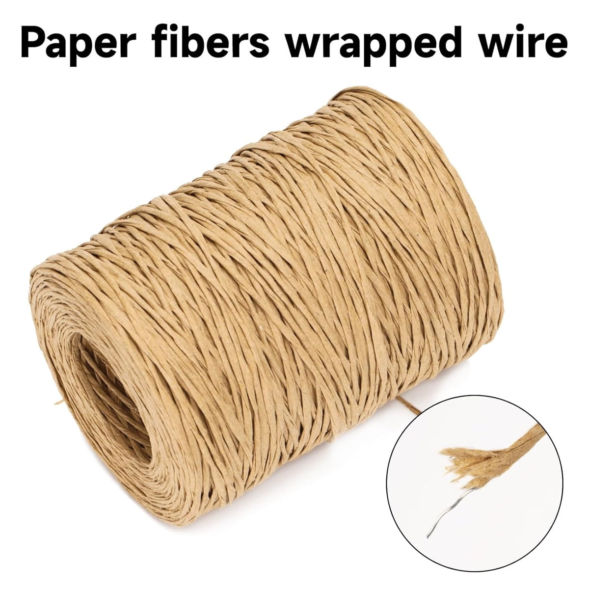 1 Rolls Floral Bind Wire Wrap Twine,Vine Wire Waterproof Paper Wrapped Rope Metal Wire for Flower Bouquets Flower Crowns, Artificial Flower Making, DIY Projects,Wedding Decorating (Brown) Light Brown
