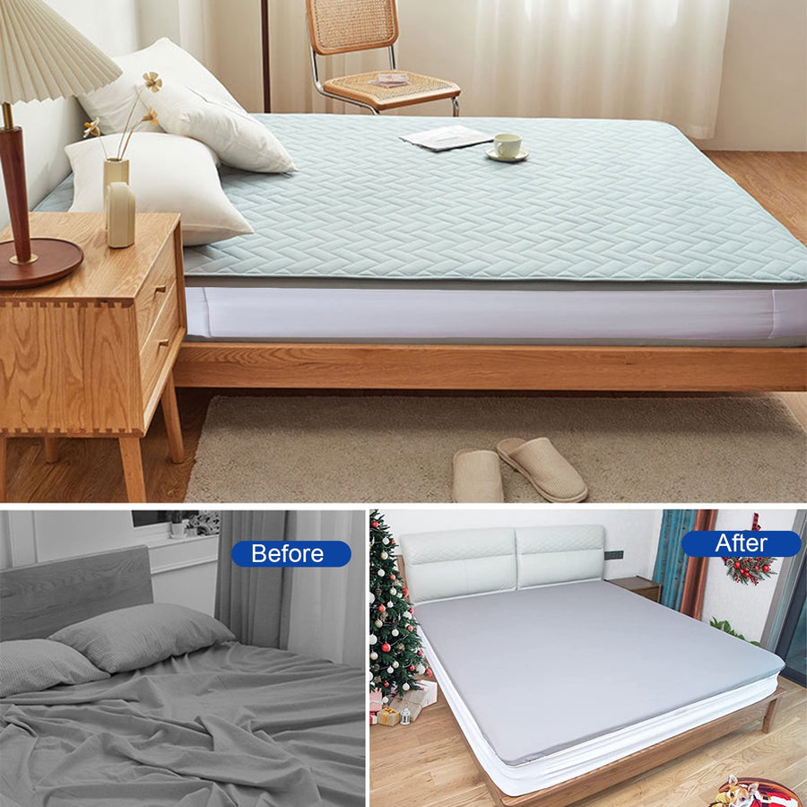 Bed Sheet Holder Elastic Non-slip Time Saving Fully-encased Design Sheet Fixing 360 Degree Surround Sheet Fastening Cover for Bedroom White