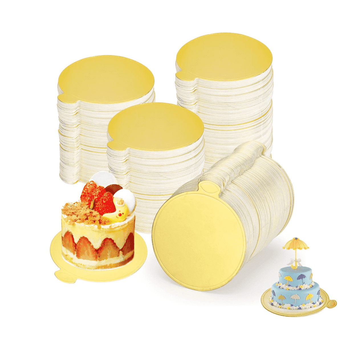 Gold Round Cake Base,Set of 50 Durable Round Mini Dessert Boards,Portable Mousse Base,Mousse Paper Board,Cupcake Trays for Dessert Display.3.2In 3.2" x 3.2"