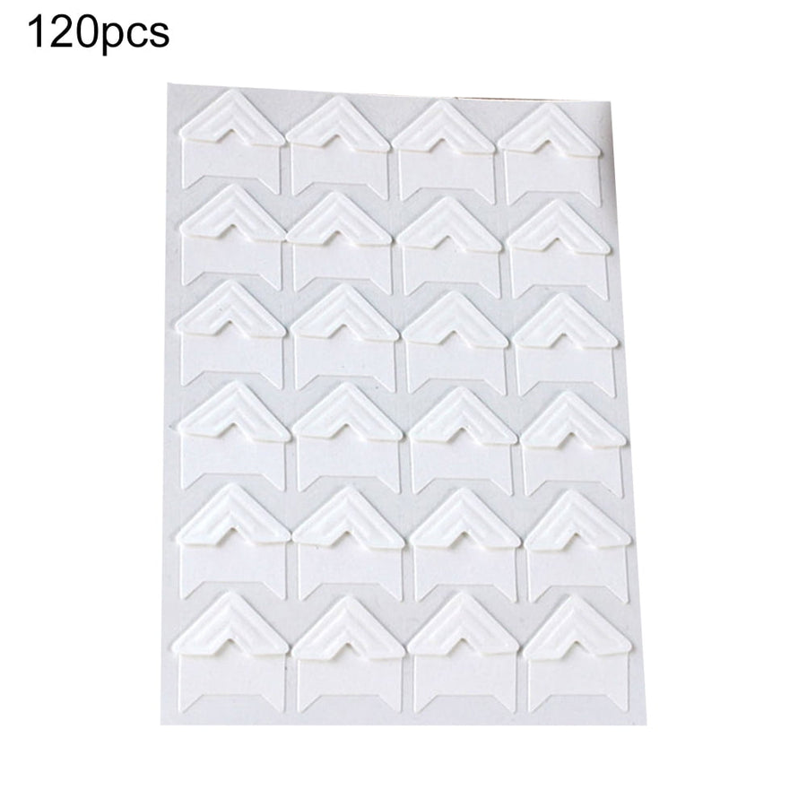 120Pcs Self-Adhesive Photo Frame Corner Sticker Craft Scrapbook Album Decor Silver White