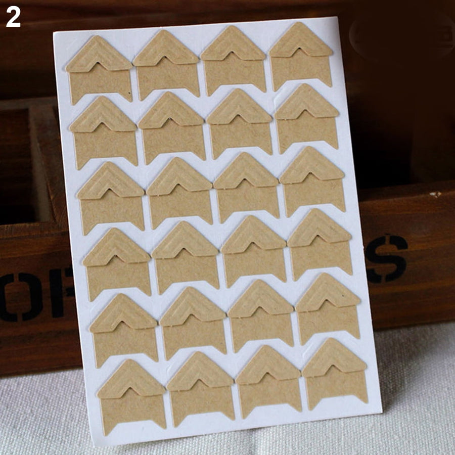 120Pcs Self-Adhesive Photo Frame Corner Sticker Craft Scrapbook Album Decor Silver White