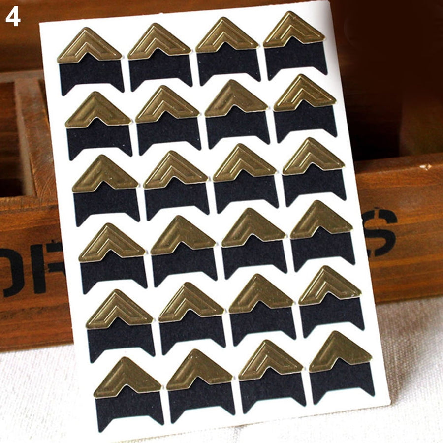 120Pcs Self-Adhesive Photo Frame Corner Sticker Craft Scrapbook Album Decor Silver White