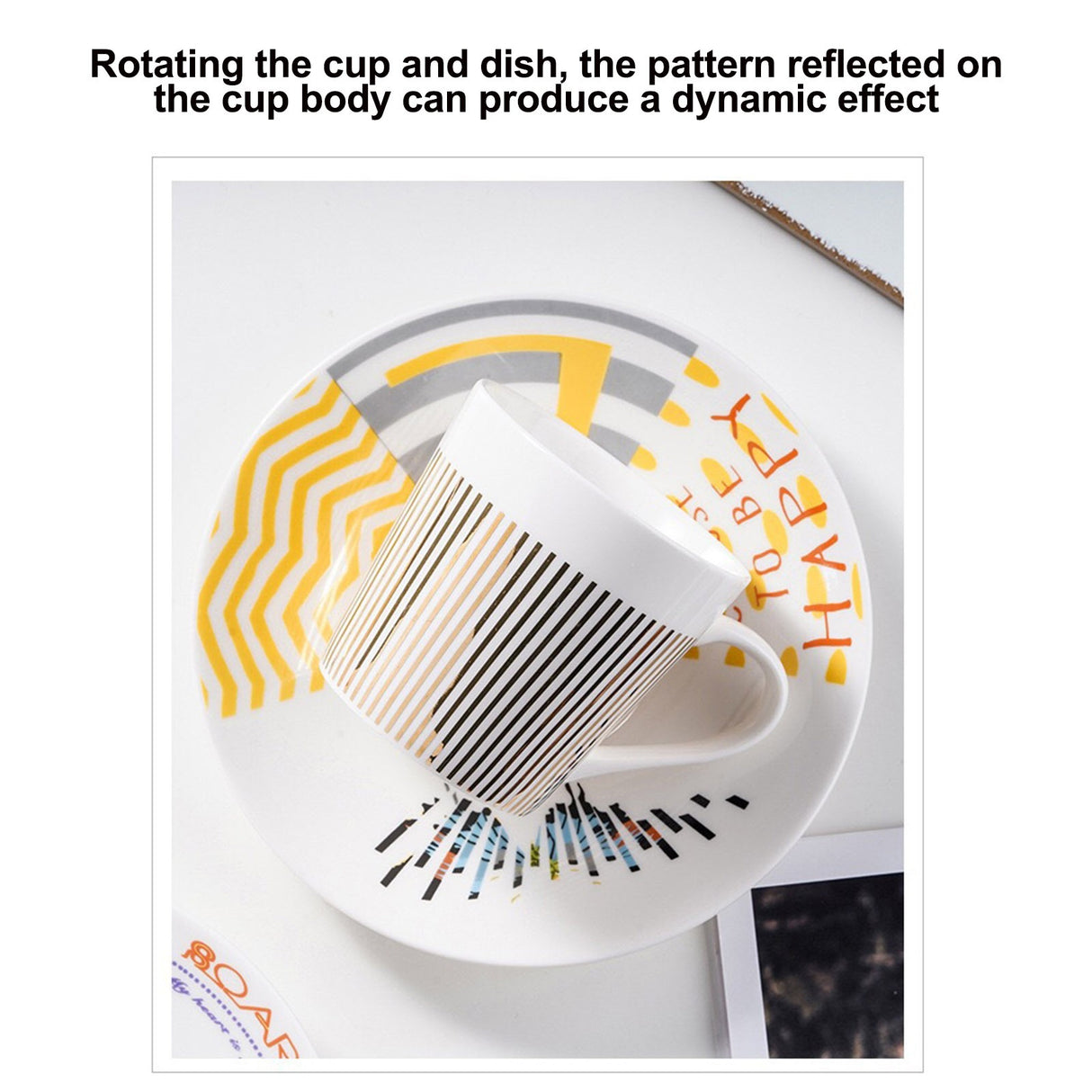 Optical Illusion Ceramic Coffee Mug,Rotating Cup Creates Moving Reflection Design, Unique Novelty Tea & Espresso Cup with Anti-Slip Base, Smooth Handle,Fun Gift for Coffee Lovers