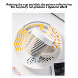 Optical Illusion Ceramic Coffee Mug,Rotating Cup Creates Moving Reflection Design, Unique Novelty Tea & Espresso Cup with Anti-Slip Base, Smooth Handle,Fun Gift for Coffee Lovers