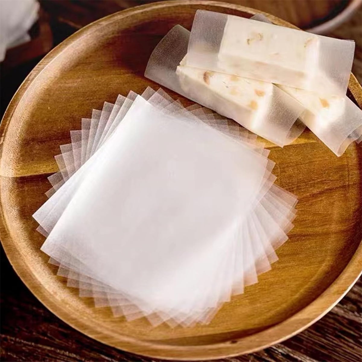 Edible Glutinous Rice Paper 1200Pcs Candy Coated Wrapping Paper Edible Candy Wrappers Sheets,Edible Wafer Paper,Transparent Rice Paper for Homemade Tanghulu Wrapper (2.6x3.2in)