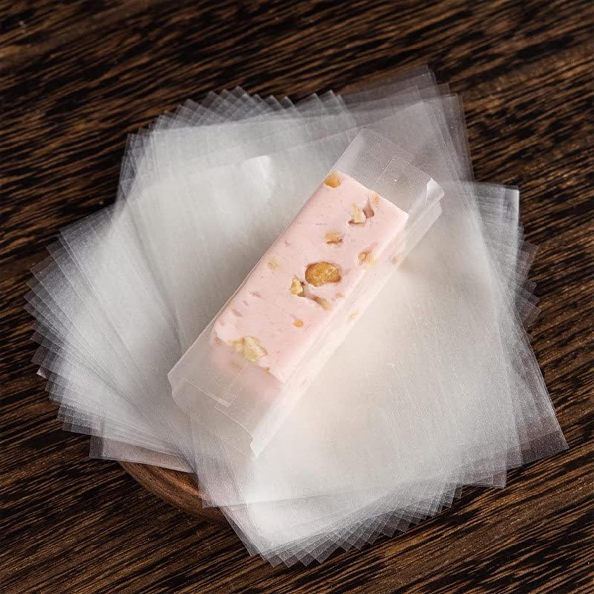Edible Glutinous Rice Paper 1200Pcs Candy Coated Wrapping Paper Edible Candy Wrappers Sheets,Edible Wafer Paper,Transparent Rice Paper for Homemade Tanghulu Wrapper (2.6x3.2in)