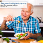 Adaptive Utensils for Elderly 2Pcs Curved Angled Spoon Weighted Utensils Weighted Angled Silverware Cutlery Utensil for Hand Tremors Parkinson's or Elderly Easy Grip Handles
