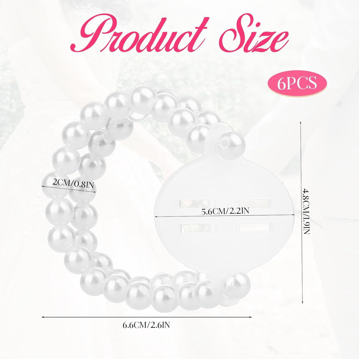 6 Pieces Corsage Wristlet Bands, Elastic Corsage Bracelet Handmade Stretch Pearl Corsage Wristband DIY Flower Bracelet for Women Girls Bridal Wedding Prom Party Accessories