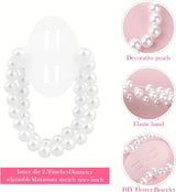6 Pieces Corsage Wristlet Bands, Elastic Corsage Bracelet Handmade Stretch Pearl Corsage Wristband DIY Flower Bracelet for Women Girls Bridal Wedding Prom Party Accessories