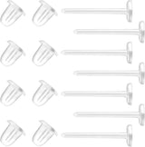 Clear Earrings For Sports, 400Pcs 18g Plastic Earrings For Sensitive Ears, Clear Stud Earrings for Work with Solid Plastic Posts and Soft Rubber Earring Backs in 2 Organizer Box