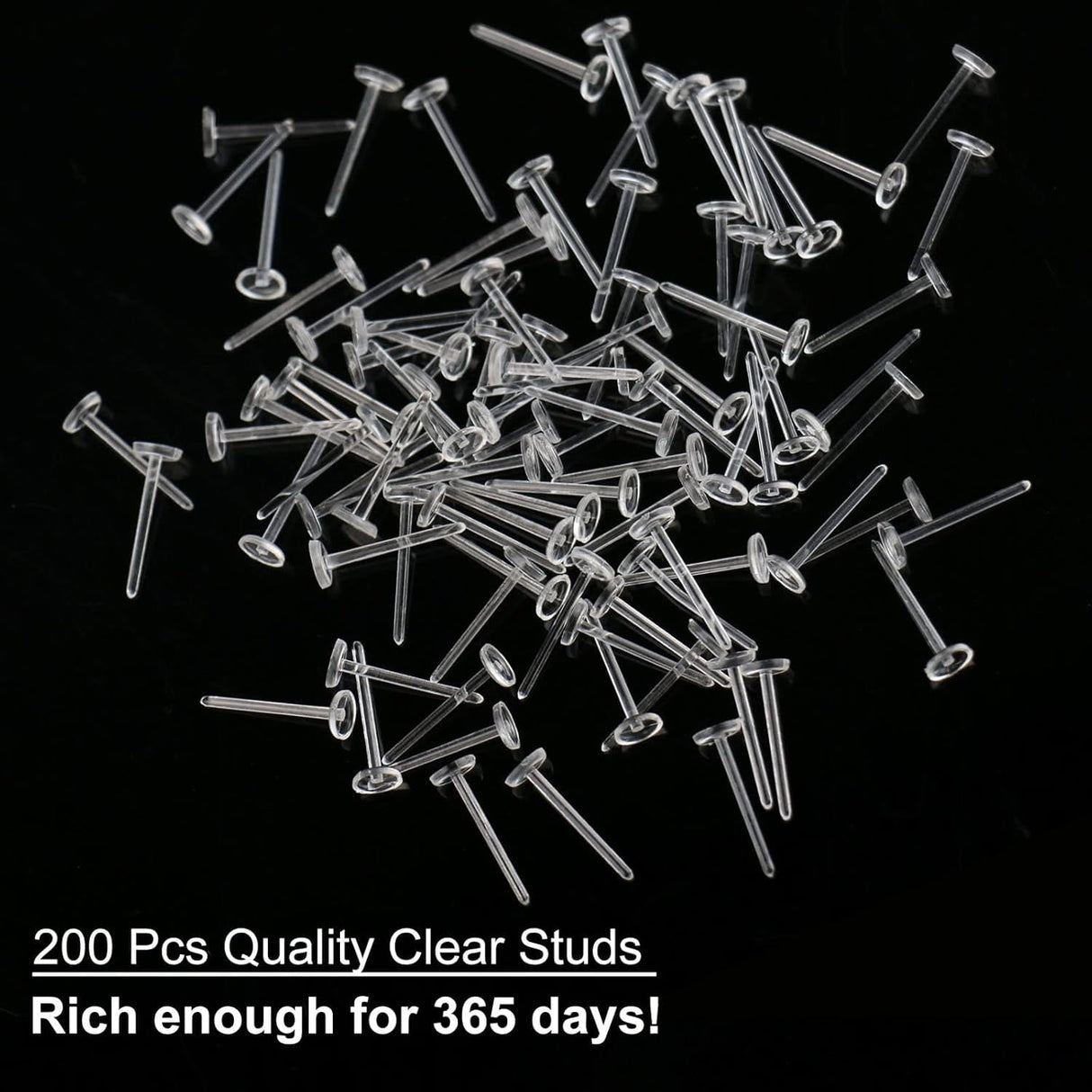 Clear Earrings For Sports, 400Pcs 18g Plastic Earrings For Sensitive Ears, Clear Stud Earrings for Work with Solid Plastic Posts and Soft Rubber Earring Backs in 2 Organizer Box