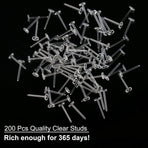 Clear Earrings For Sports, 400Pcs 18g Plastic Earrings For Sensitive Ears, Clear Stud Earrings for Work with Solid Plastic Posts and Soft Rubber Earring Backs in 2 Organizer Box