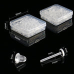 Clear Earrings For Sports, 400Pcs 18g Plastic Earrings For Sensitive Ears, Clear Stud Earrings for Work with Solid Plastic Posts and Soft Rubber Earring Backs in 2 Organizer Box