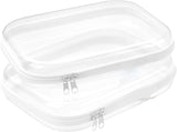 Hard Sided Clear Zipper Case for Storage- Professional-Grade Clear Zipper Pencil Case,Toy Storage Bins, Toiletry Pouch, Travel Organizer, Cosmetic Bagï¼\x88White,2 Pack, Mï¼\x89 M
