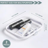 Hard Sided Clear Zipper Case for Storage- Professional-Grade Clear Zipper Pencil Case,Toy Storage Bins, Toiletry Pouch, Travel Organizer, Cosmetic Bagï¼\x88White,2 Pack, Mï¼\x89 M