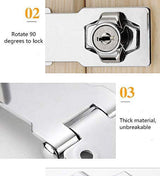 2 Packs Keyed Locks Twist Knob Locking Hasp for Small Doors, Cabinets and More,Stainless Steel Steel, Catch Latch Safety Lock with Keys (4inch, Silver)