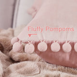 Blush Pink Throw Pillow Covers for Couch Bed Sofa Decorative Pillow Covers 16x16 Set of 2 Soft Velvet Square Cushion Covers with Tassels Cute Girl Princess Aesthetic Home Decor Baby Pink - Side View