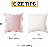 Blush Pink Throw Pillow Covers for Couch Bed Sofa Decorative Pillow Covers 16x16 Set of 2 Soft Velvet Square Cushion Covers with Tassels Cute Girl Princess Aesthetic Home Decor Baby Pink