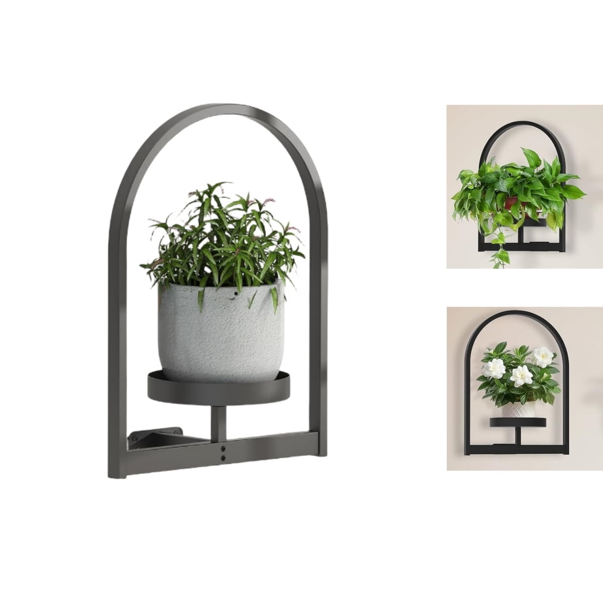 Metal Hanging Flower Holder,Wall Plant Holders,Premium Picture Frame Flower Stand,Portable Indoor Plant Shelves for Bathroom,Living Room,2pcs