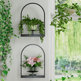 Metal Hanging Flower Holder,Wall Plant Holders,Premium Picture Frame Flower Stand,Portable Indoor Plant Shelves for Bathroom,Living Room,2pcs - 45-Degree Angle