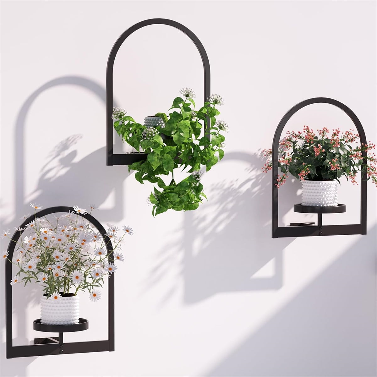 Metal Hanging Flower Holder,Wall Plant Holders,Premium Picture Frame Flower Stand,Portable Indoor Plant Shelves for Bathroom,Living Room,2pcs
