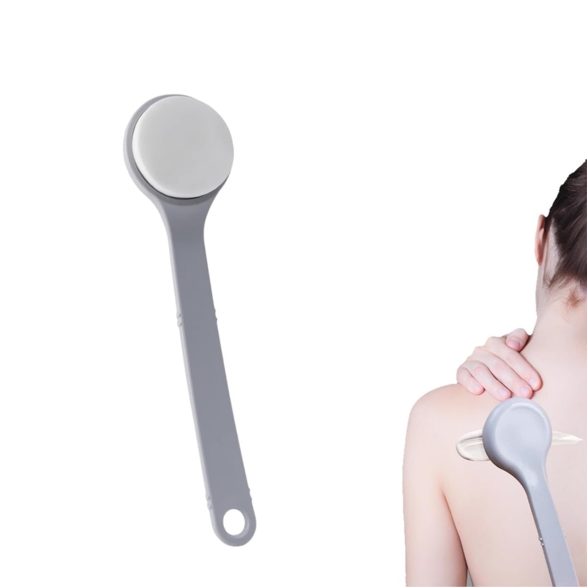 Back Lotion Applicator,11.2x3in Reusable Back Sunscreen Applicator for Home,Portable Gray Body Lotion Brush for Sunscreen,Cream