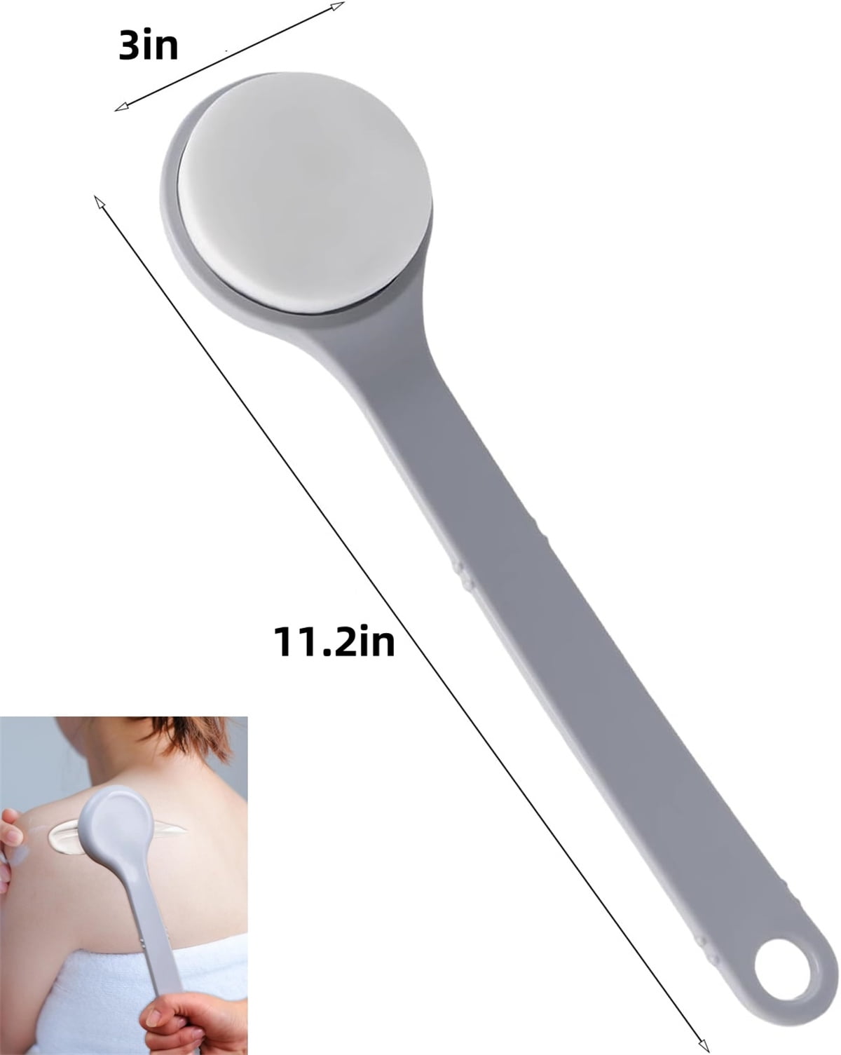 Back Lotion Applicator,11.2x3in Reusable Back Sunscreen Applicator for Home,Portable Gray Body Lotion Brush for Sunscreen,Cream