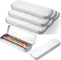 6 Pcs Tin Pencil Case Metal Pencil Case Empty Hinged Stainless Steel Box Rectangular for Brushes Crayon