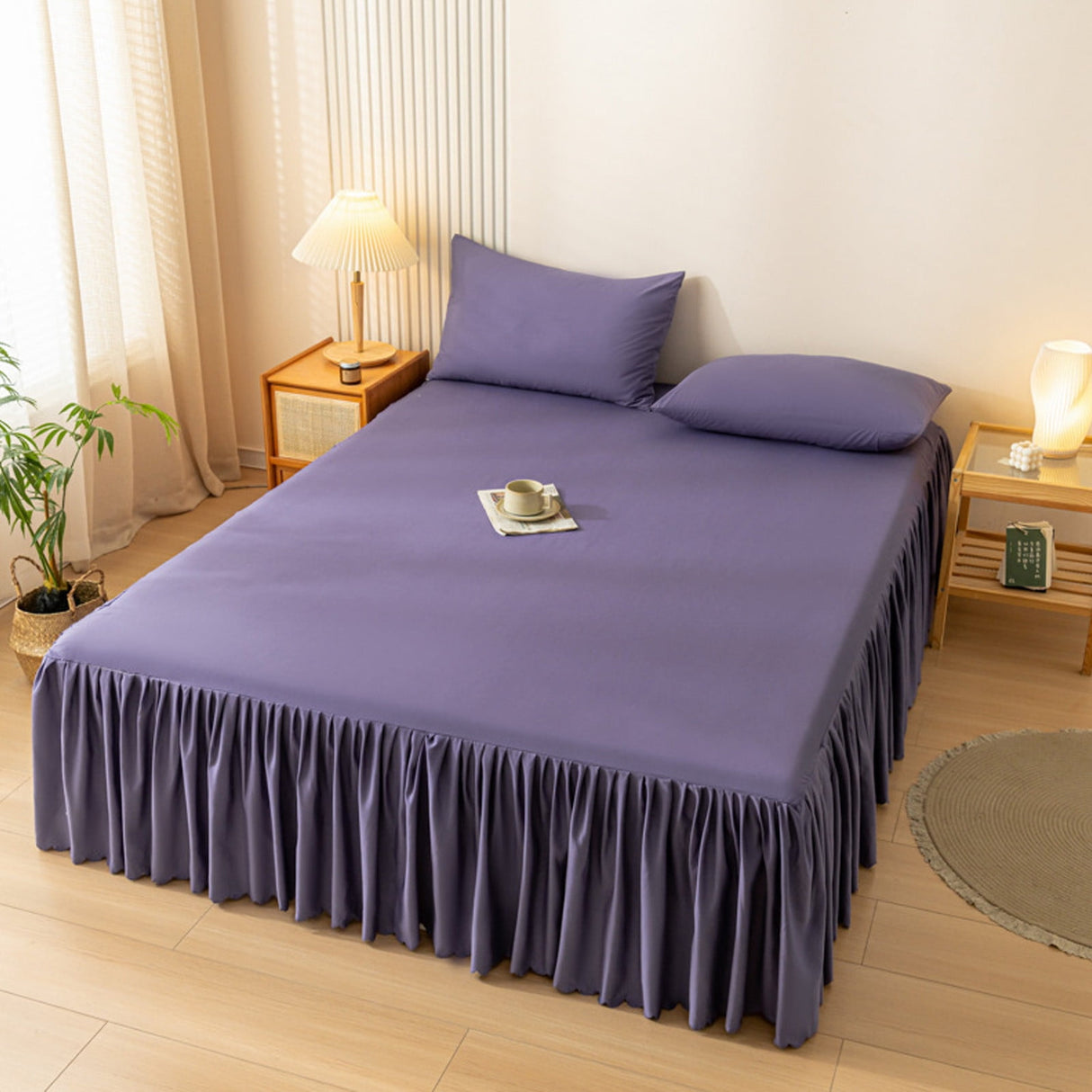Bed Skirt Queen Size Ruffled Bed Skirt with Split Corners, Queen Bed Skirt Drop, Queen Size Bed Skirt, for Ruffled Bed Skirt with Split Corners, Bed Skirt Queen Size White