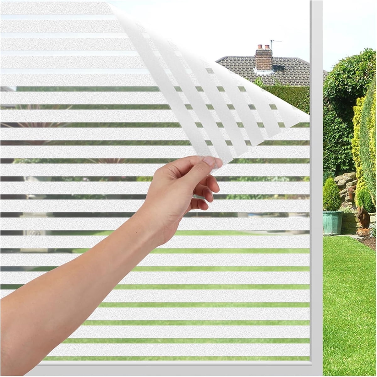 Privacy Window Film Frosted Glass Window Film 17.5 x 78.7 in No Glue Window Static Cling Glass Door Film Anti-UV Glass Films Strips Frosted Sliding Window Covering Stickers for Home Office