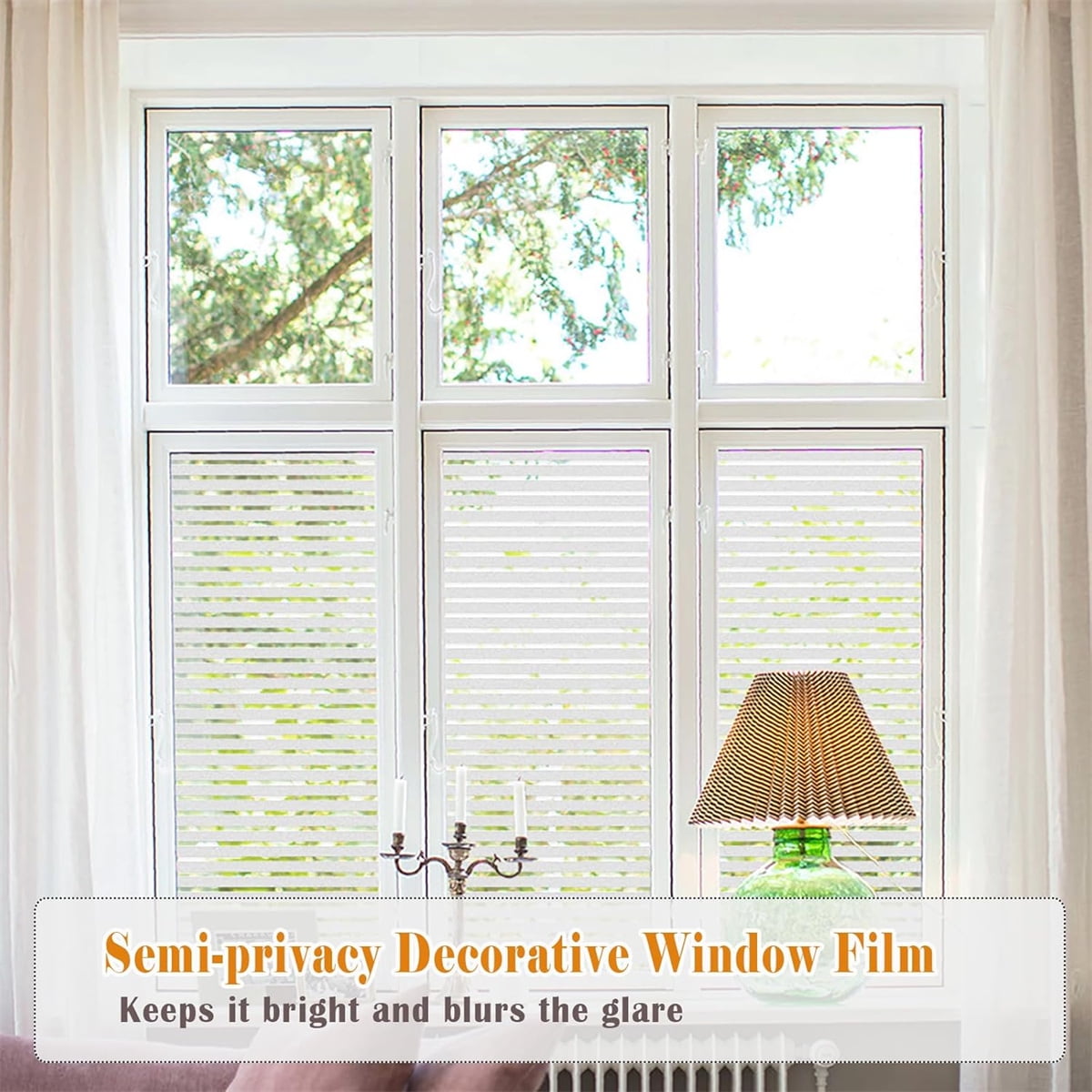 Privacy Window Film Frosted Glass Window Film 17.5 x 78.7 in No Glue Window Static Cling Glass Door Film Anti-UV Glass Films Strips Frosted Sliding Window Covering Stickers for Home Office