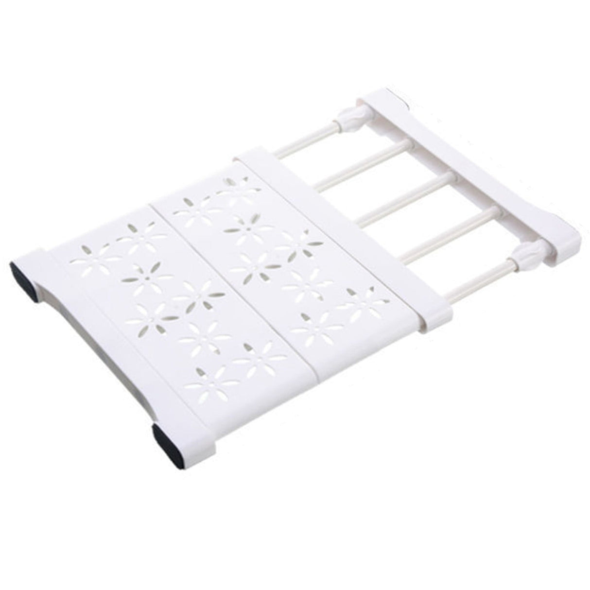 Expandable Closet Tension Shelf, Adjustable Closet Shelf Rod Organizer, No Drill Space Saving Wardrobe Divider, Multi-Tier Shelf Divider for Bathroom Kitchen Bedroom As shown