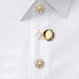 Rhinestone Button Cover 5 Pcs Golden Crystal Cover for Women Blouses Detachable Shirt Clips Buttons Crystal Fancy Buttons for Dress Suit Jeans Clothing DIY Holiday Decoration Embellishments Gold