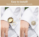 Rhinestone Button Cover 5 Pcs Golden Crystal Cover for Women Blouses Detachable Shirt Clips Buttons Crystal Fancy Buttons for Dress Suit Jeans Clothing DIY Holiday Decoration Embellishments Gold - Top-Down View