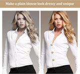 Rhinestone Button Cover 5 Pcs Golden Crystal Cover for Women Blouses Detachable Shirt Clips Buttons Crystal Fancy Buttons for Dress Suit Jeans Clothing DIY Holiday Decoration Embellishments Gold - Rear View