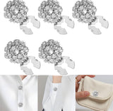 Rhinestone Button Cover 5 Pcs Golden Crystal Cover for Women Blouses Detachable Shirt Clips Buttons Crystal Fancy Buttons for Dress Suit Jeans Clothing DIY Holiday Decoration Embellishments Silver