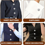 Rhinestone Button Cover 5 Pcs Golden Crystal Cover for Women Blouses Detachable Shirt Clips Buttons Crystal Fancy Buttons for Dress Suit Jeans Clothing DIY Holiday Decoration Embellishments Silver - Top-Down View